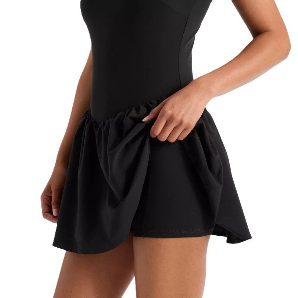 JoyLab Black Active Tennis Drop Waist Dress w/ Attached Shorts -- Size Large - Picture 3 of 6